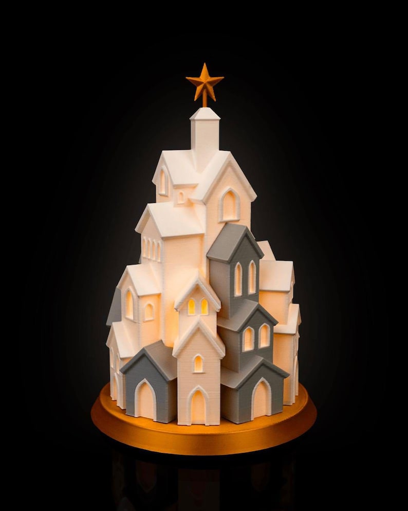 Winter Village Lamp – A Cozy Town Under the Star