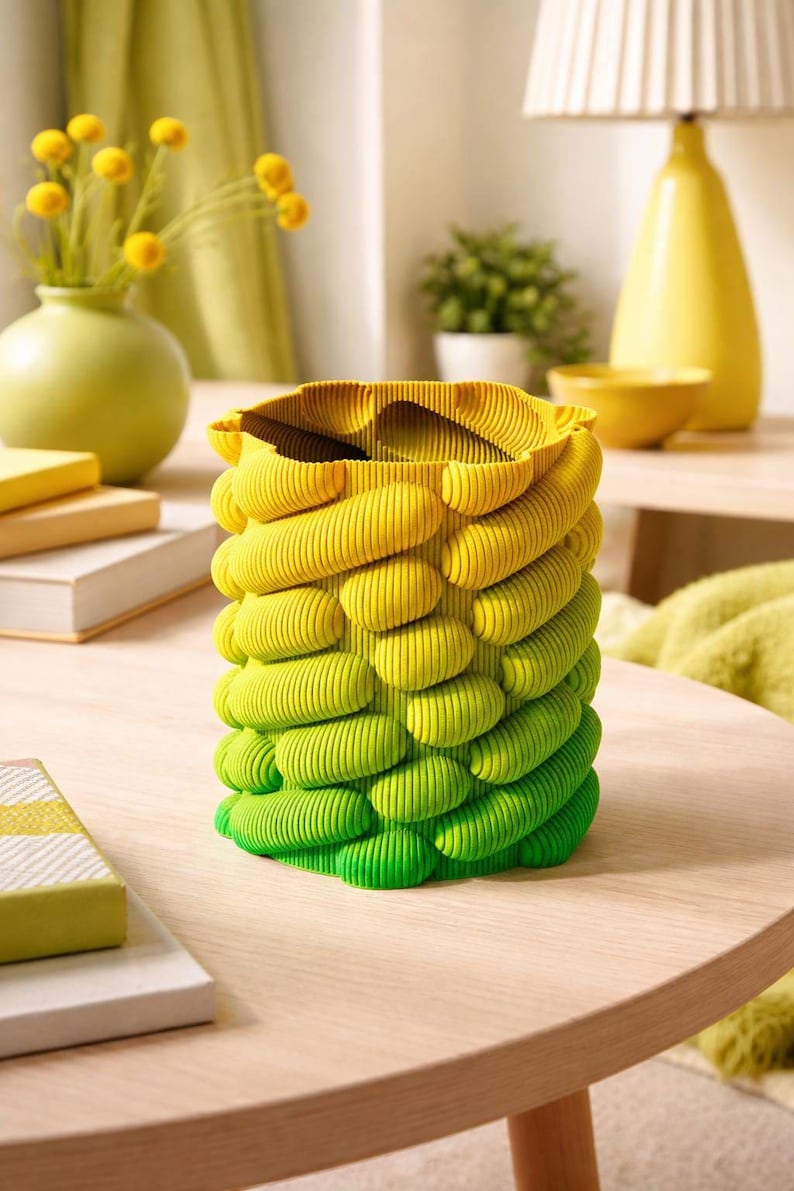 Layered Sculptural Vase 3D Printed Modern Design Textured Vase Contemporary Home Decor