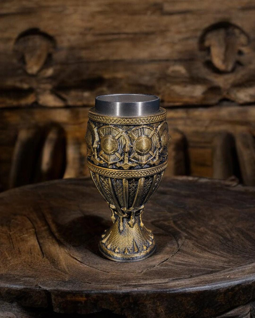 Warrior Chalice Cup Holder – Medieval Fantasy Drink Stand for 12oz Stainless Steel Cup