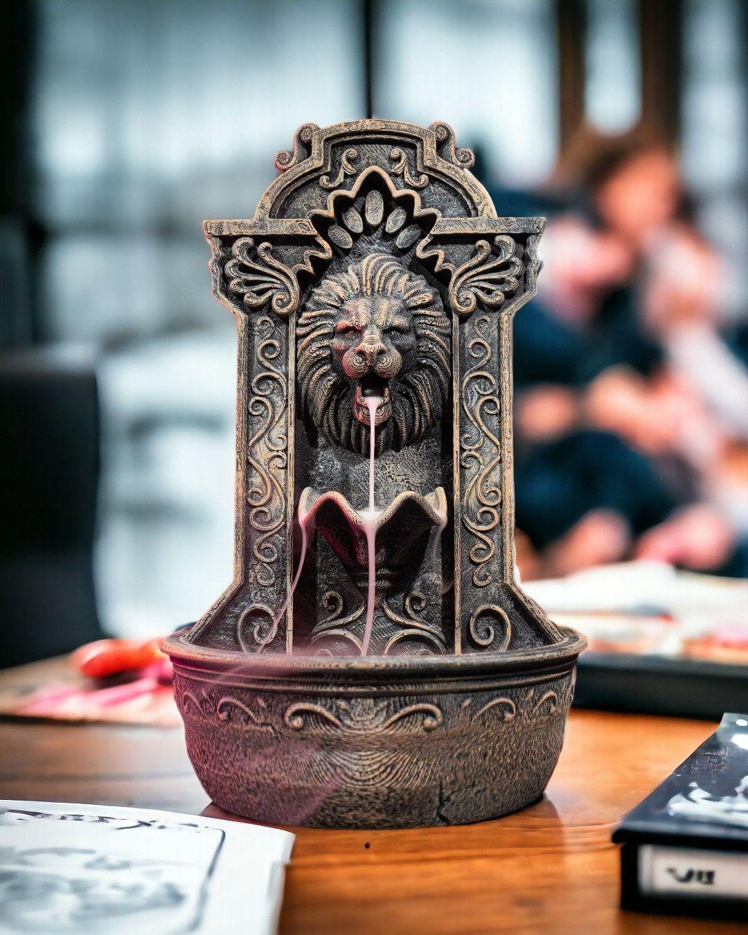 Lion Fountain Incense Holder – Gothic Zen Decor