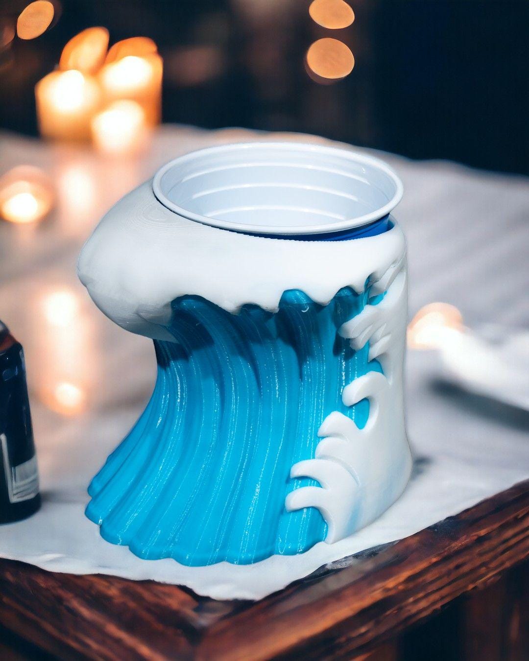 Ocean Wave Cup Holder – Coastal Style Drink Stand for 12oz Stainless Steel Cup