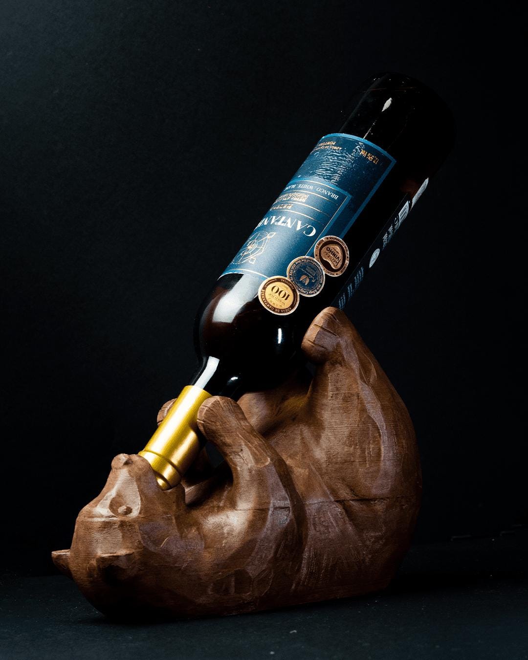 Bear Wine Holder | Handmade Eco Friendly PLA | Rustic Bottle Display | Unique Home Bar Decor
