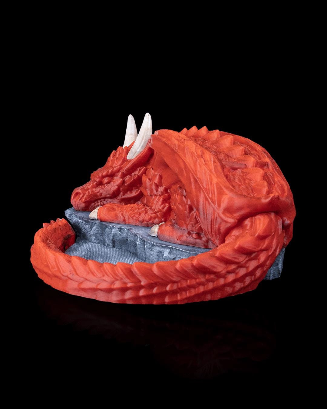 Hand-Painted Red Dragon Dice Holder  DnD Dice Guardian  Tabletop RPG Gift  Sleeping Dragon Figurine 3D Printed & Painted