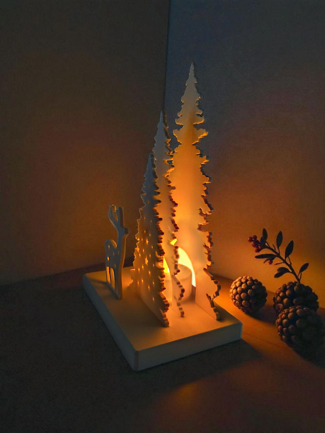 Minimalist Christmas Decor Scene LED Tealight Holder
