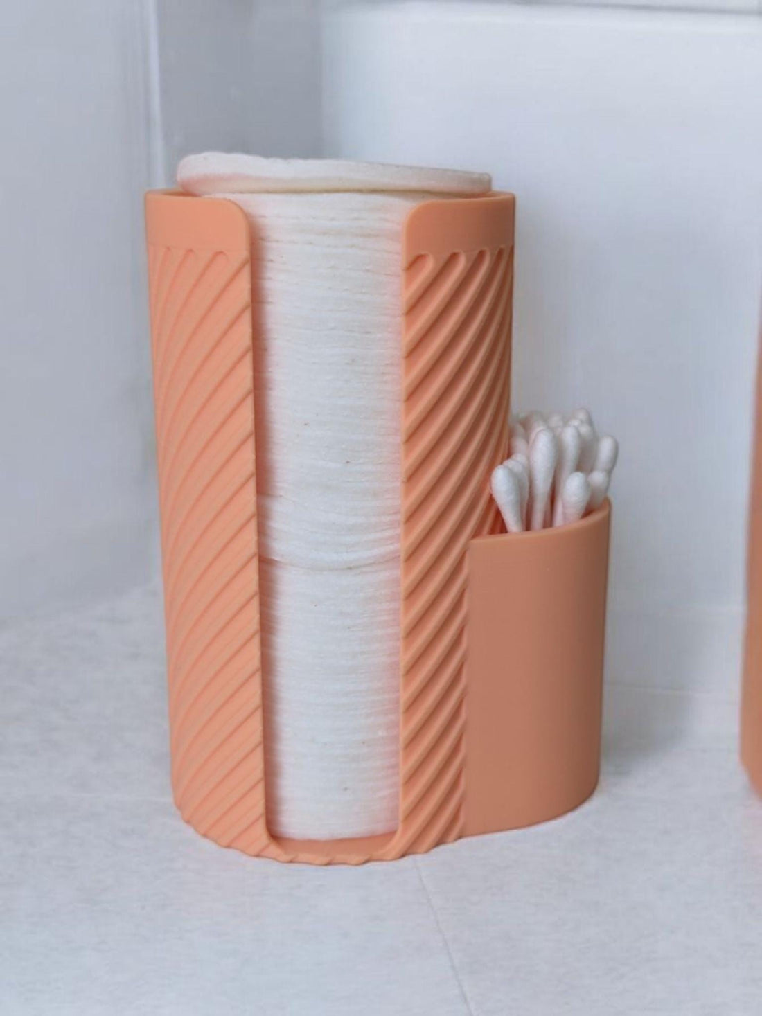 Minimalist Bathroom Organizer with Two Compartments | Modern Ribbed Countertop Storage | Handmade Eco Friendly Bathroom Accessory