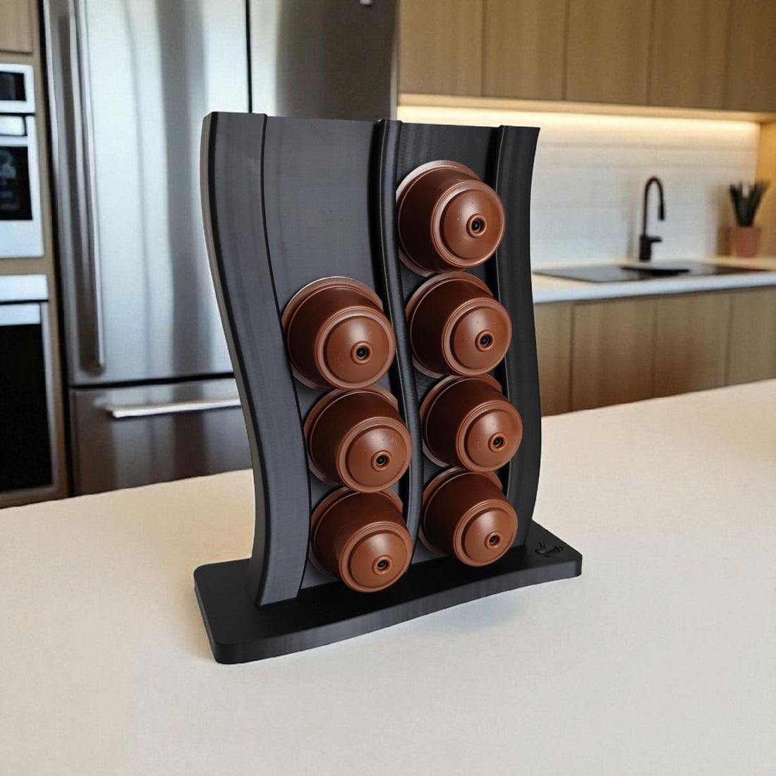 Wavy Coffee Capsule Holder for Large Pods | Modern Countertop Organizer | Holds 16 Coffee Capsules | Handmade Eco Friendly Rack