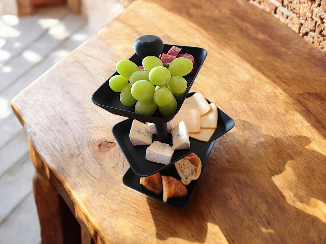 Three Tier Serving Tray | Modern Tiered Snack Stand | Stackable Dessert Display | Minimalist Home Organizer