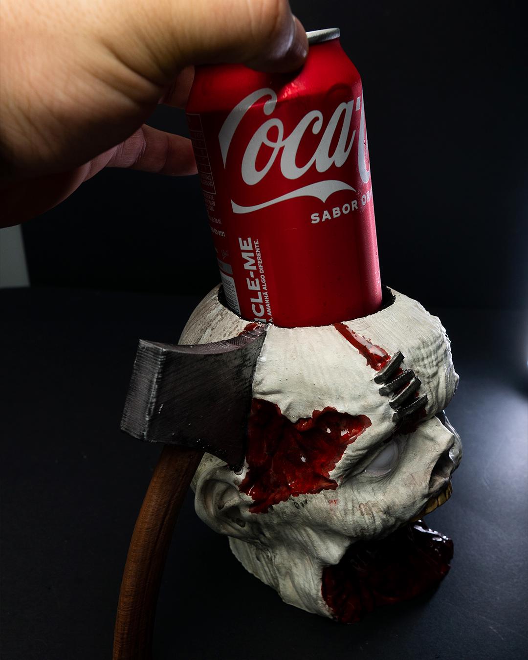 Hand Painted Zombie Head Can Holder | Horror Halloween Decor
