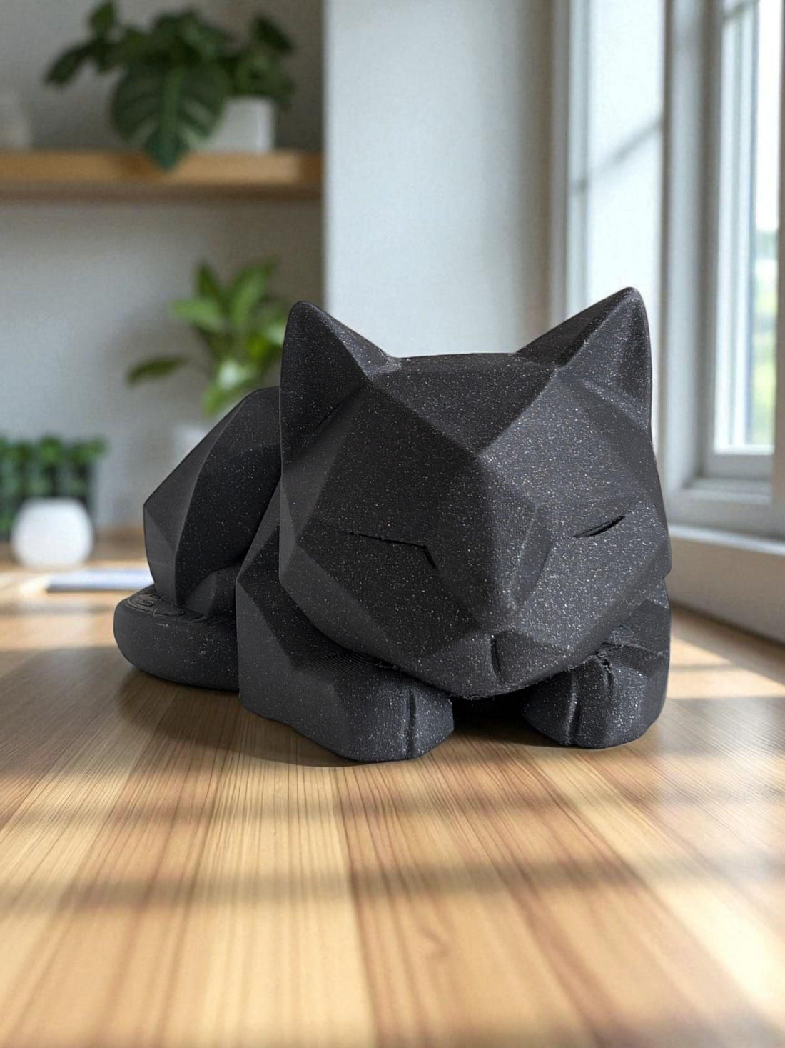 Low Poly Sitting Kitten Sculpture Minimalist Cat Home Decor