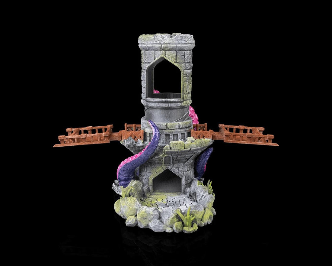 Hand-Painted Kraken Dice Tower – 20cm Fantasy Dice Holder – Multicolor 3D Printed RPG Tower – DnD Gift for Tabletop Gamers