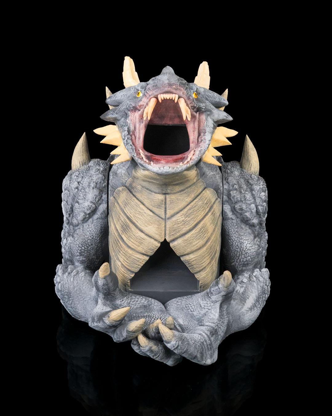 Hand-Painted Devourer Dice Tower – 24cm Multicolor 3D Printed Dragon Dice Roller – Fantasy RPG Gift – DnD Tabletop Decor