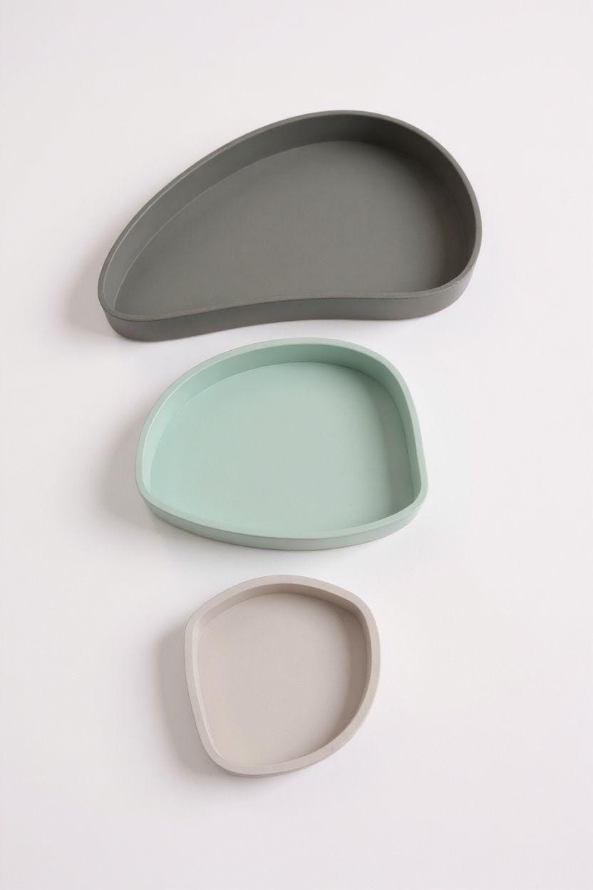 Modular Decorative Tray Set • Trio Curve Organizing Trays • Stylish Home Decor Catch All Set • Handmade Eco Friendly Organizer