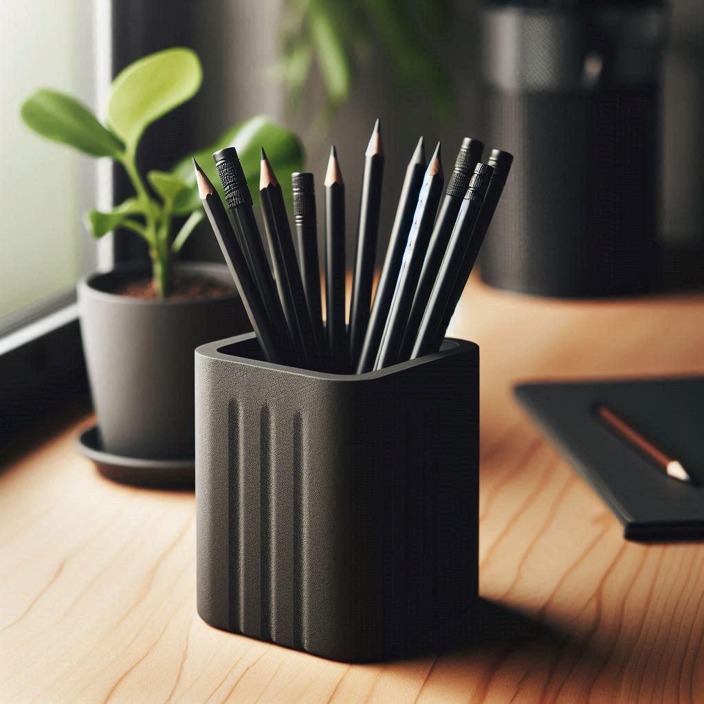 Set of 2 Modern Pencil Holders • Fuzzy Texture Desk Organizer Cups • Handmade Eco Friendly Office Decor