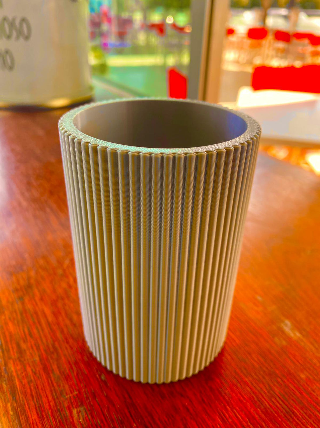 Modern Ribbed Pencil Holder • Minimalist Desk Organizer Cup • Handmade Eco Friendly Office Decor