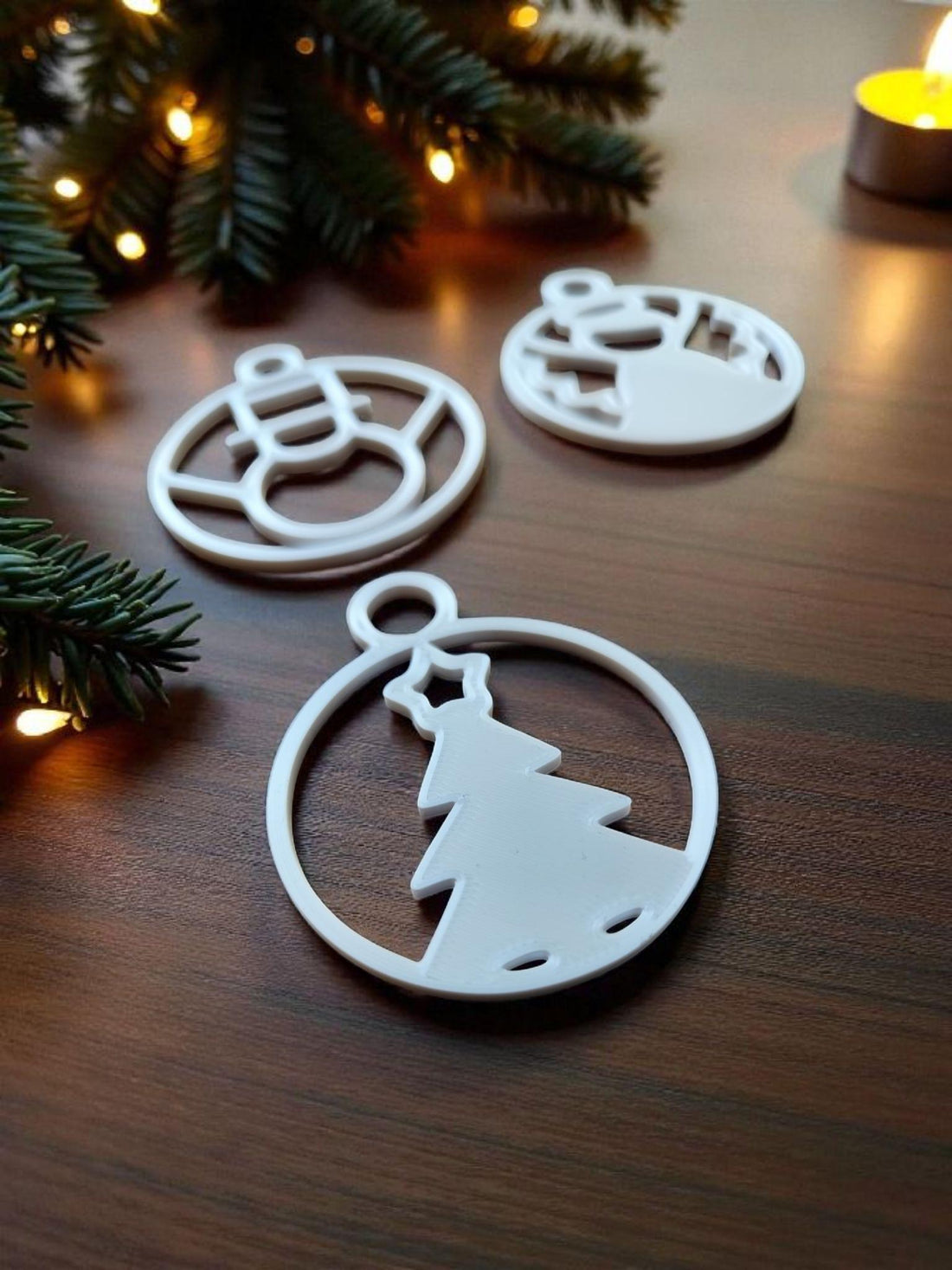 Minimalist Christmas Tree Ornaments Set | Modern Holiday Decorations | Handmade Eco Friendly Christmas Décor