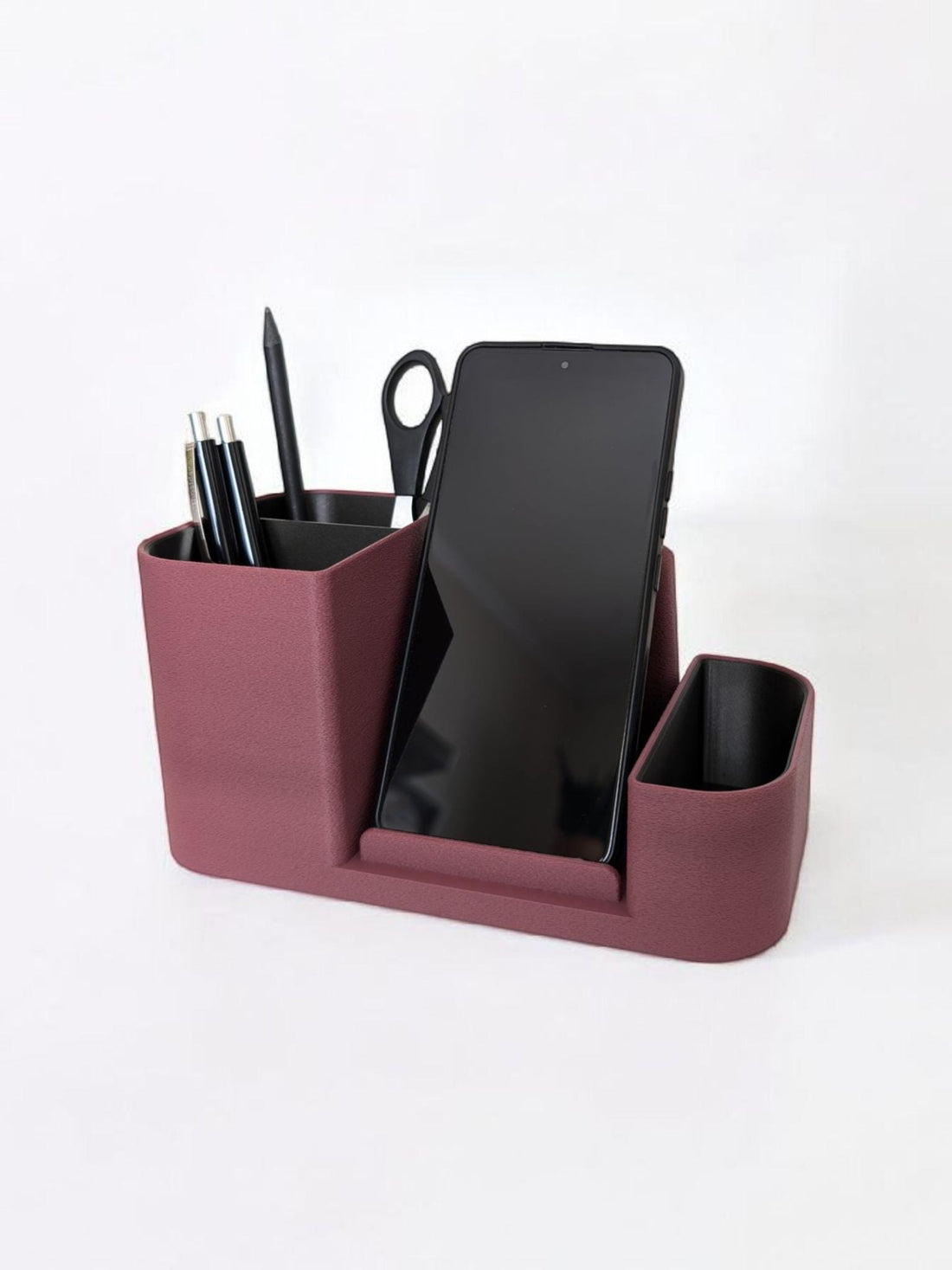 Modern Minimalist Desk Organizer with Phone Holder | Fuzzy Texture