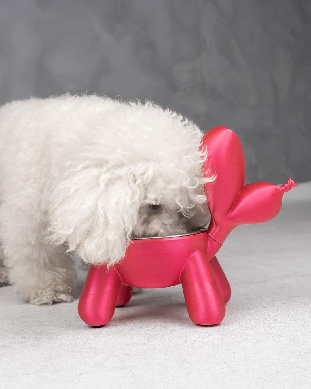 Balloon Dog Bowl Stand | Air Pup Feeder Base | Elevated Pet Bowl Holder