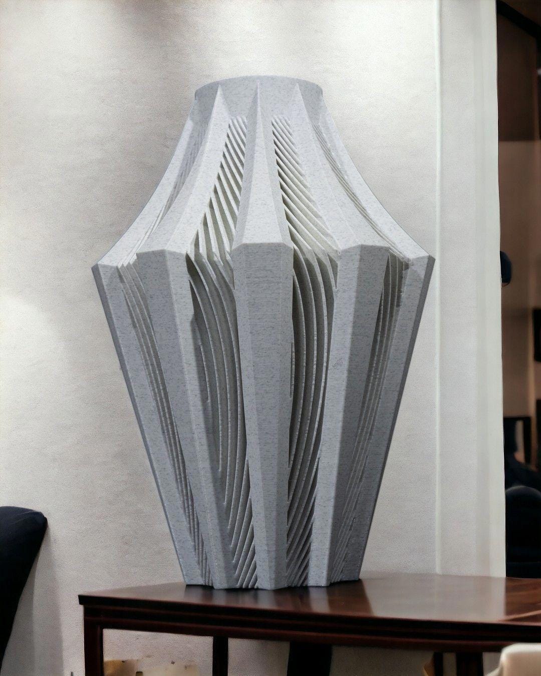 Aether Gray Vase – Modern Architectural Design | Eco-Friendly Home Decor