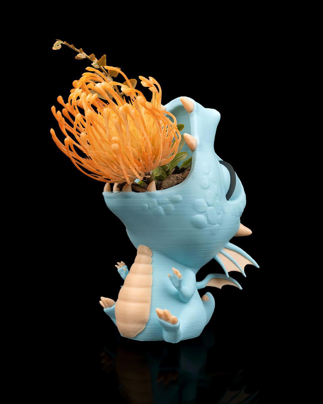 Green Breath Planter – 3D Printed Baby Dragon Pot