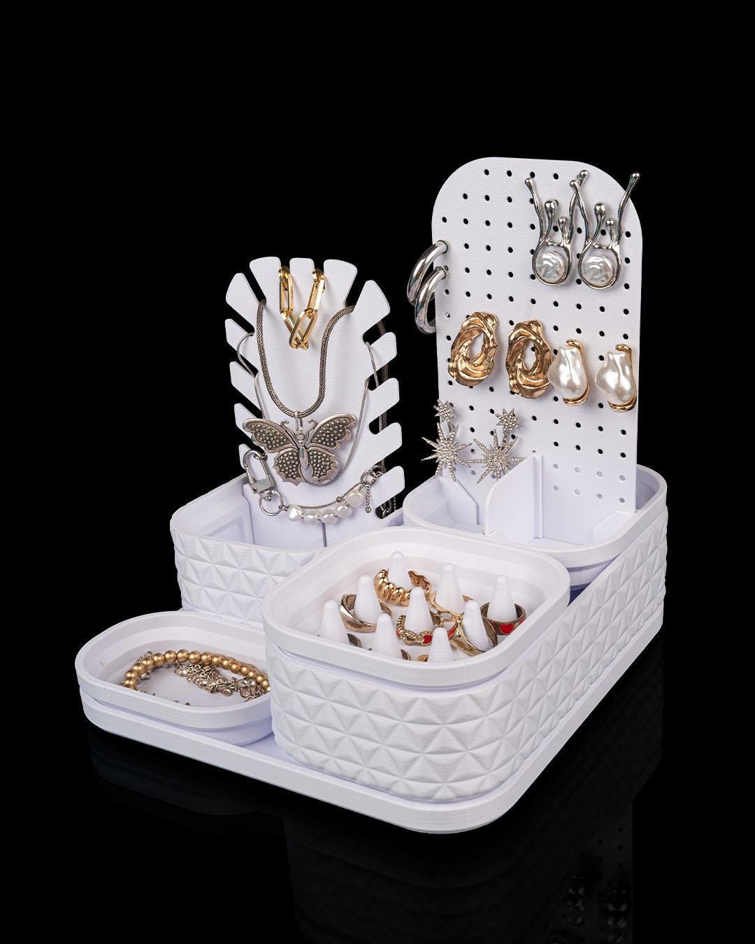 Dazzle Keep Organizer – White Jewelry & Makeup Holder