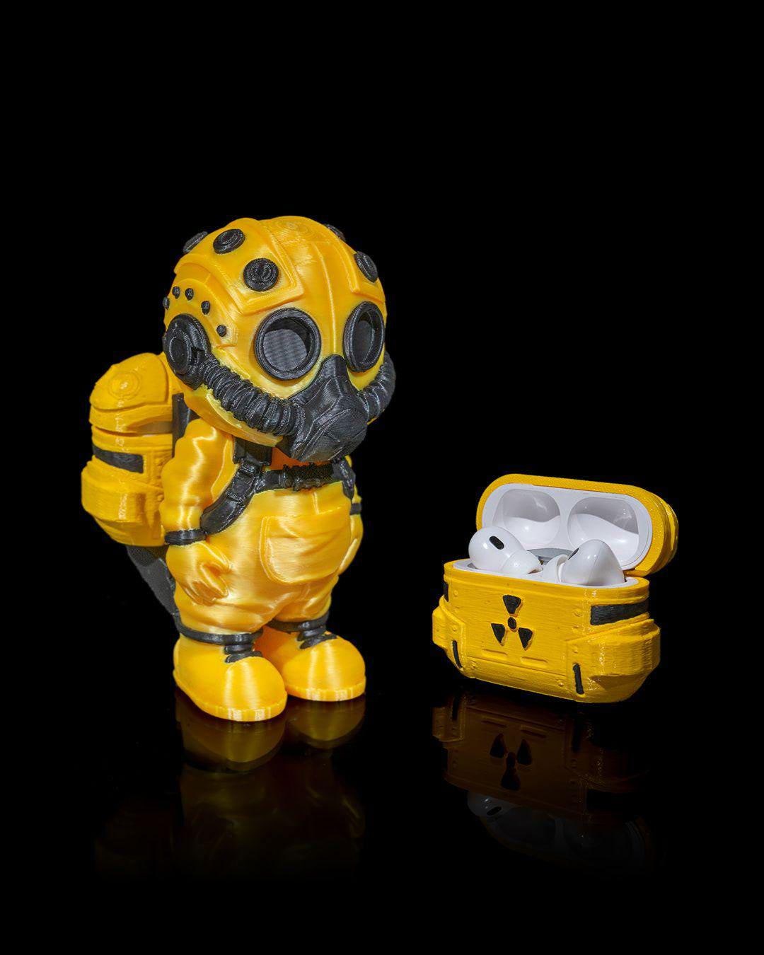 The Backrooms Hazmat Investigator AirPods Pro Case & Figure Set A24 Kane Pixels Inspired Desk Toy Analog Horror Collectible A-Sync Suit