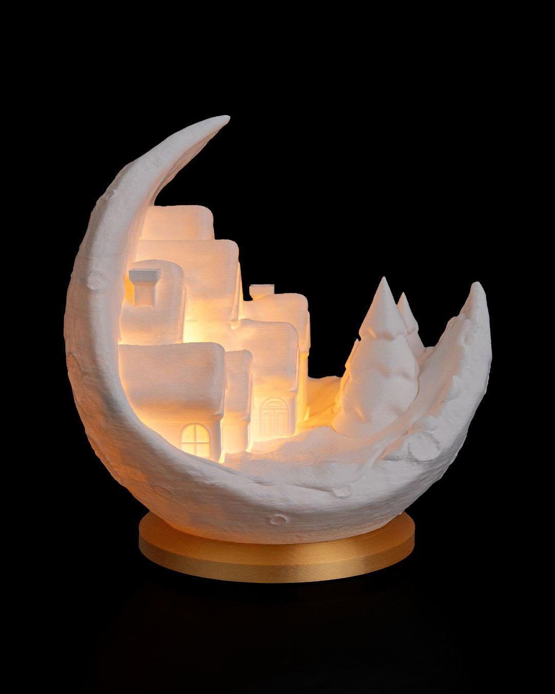 Moonlit Christmas Village – Handmade LED Candle Lunar Decor