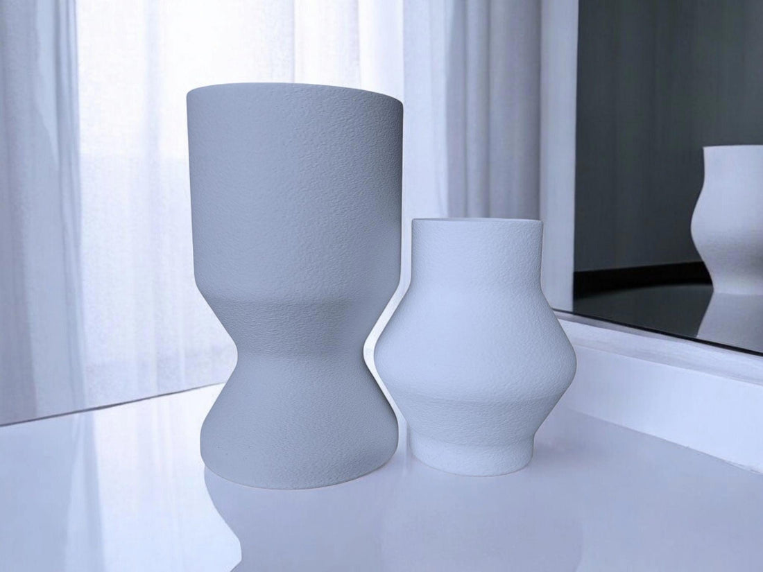Interlocking Two Vase Set | Handmade Minimalist Sculptural Decor | Modern Eco Friendly PLA Vase Duo