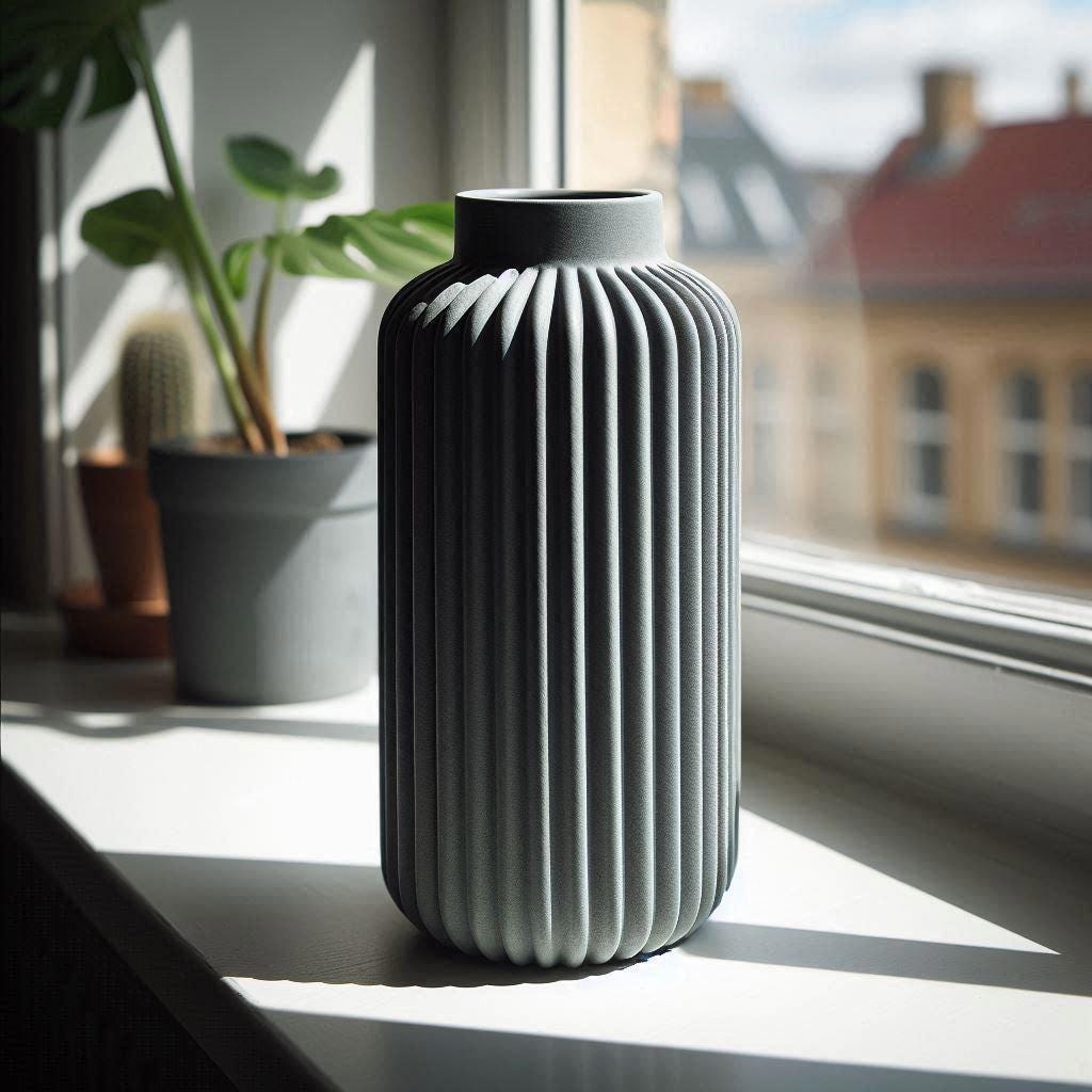 Ribbed Minimalist Bubble Vase, Modern Boho Neutral Decor, Small Shelf Accent