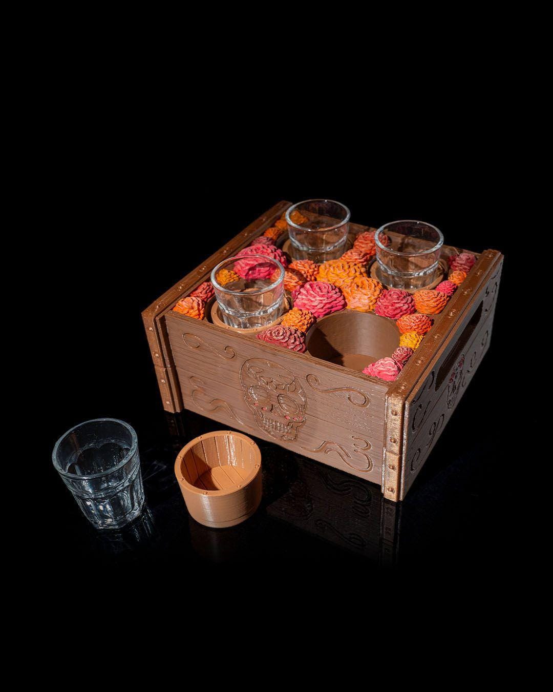 Ofrenda Tequila Holder altar decor dia de muertos skull box ecofrend
