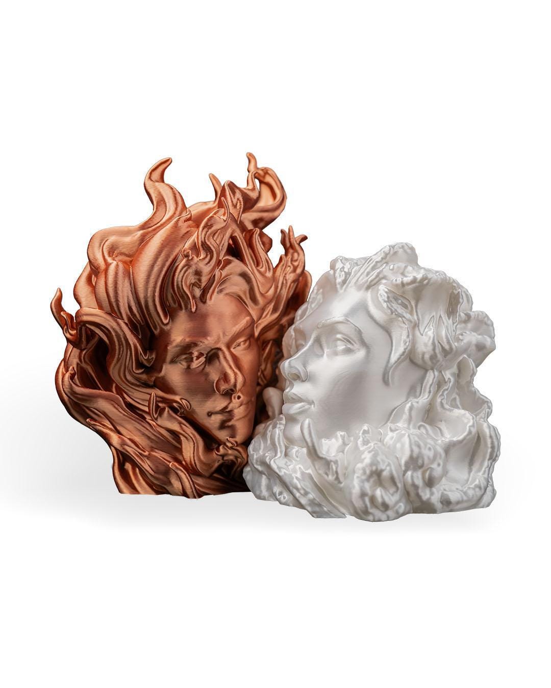 Fire and Ice Lovers Statue – 3D Printed Fantasy Art Decor