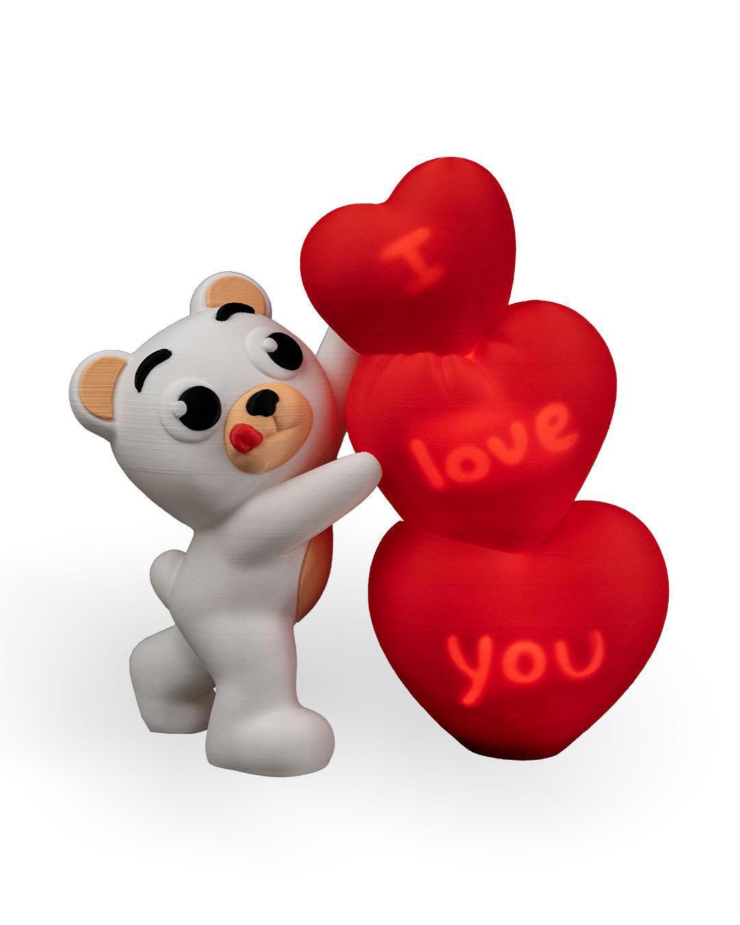 Handmade Teddy Bear with Hearts | LED Valentine's Day Decor
