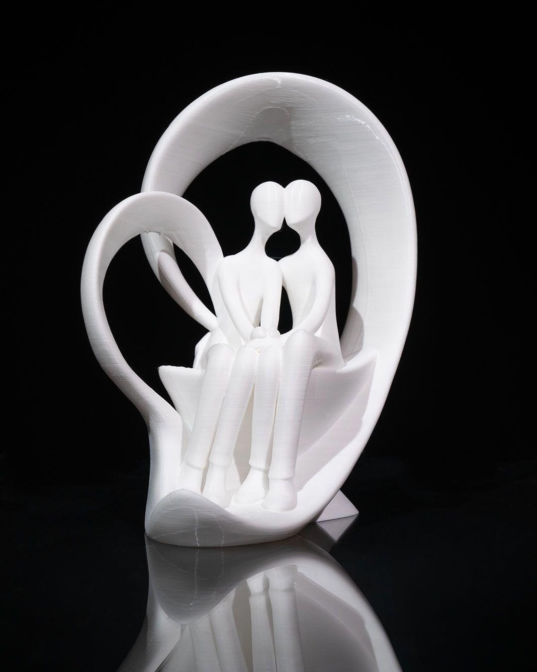 Handmade Heart Sculpture | Romantic Couple Figurine, PLA Decor