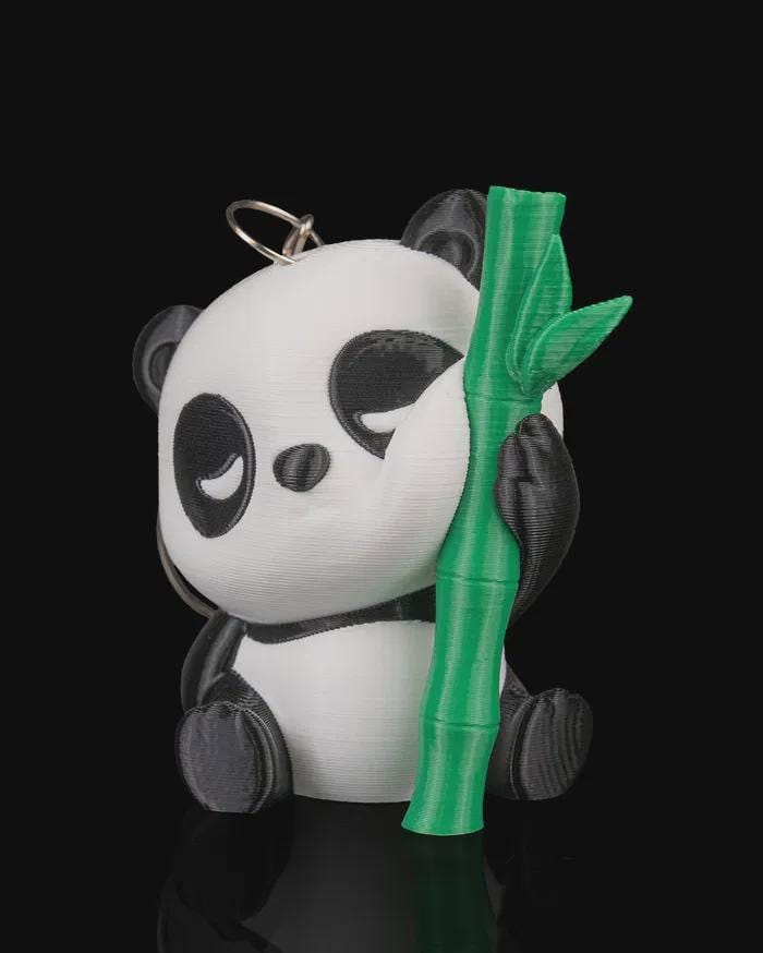 keychain Panda Family Bamboo Stand – Desk Decor