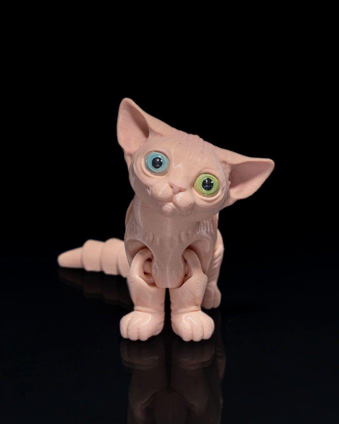 Articulated Sphynx Cat Figurine Handmade Flexi Toy