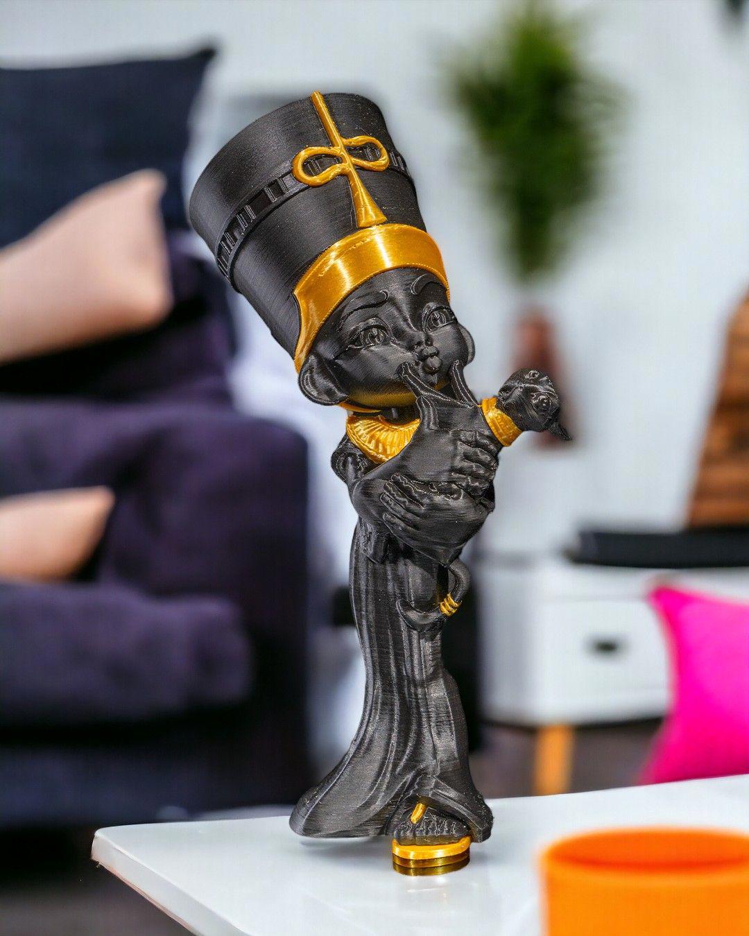 Egyptian Cat Statue: Cleopatra Style PLA Figurine, Handmade Home Decor