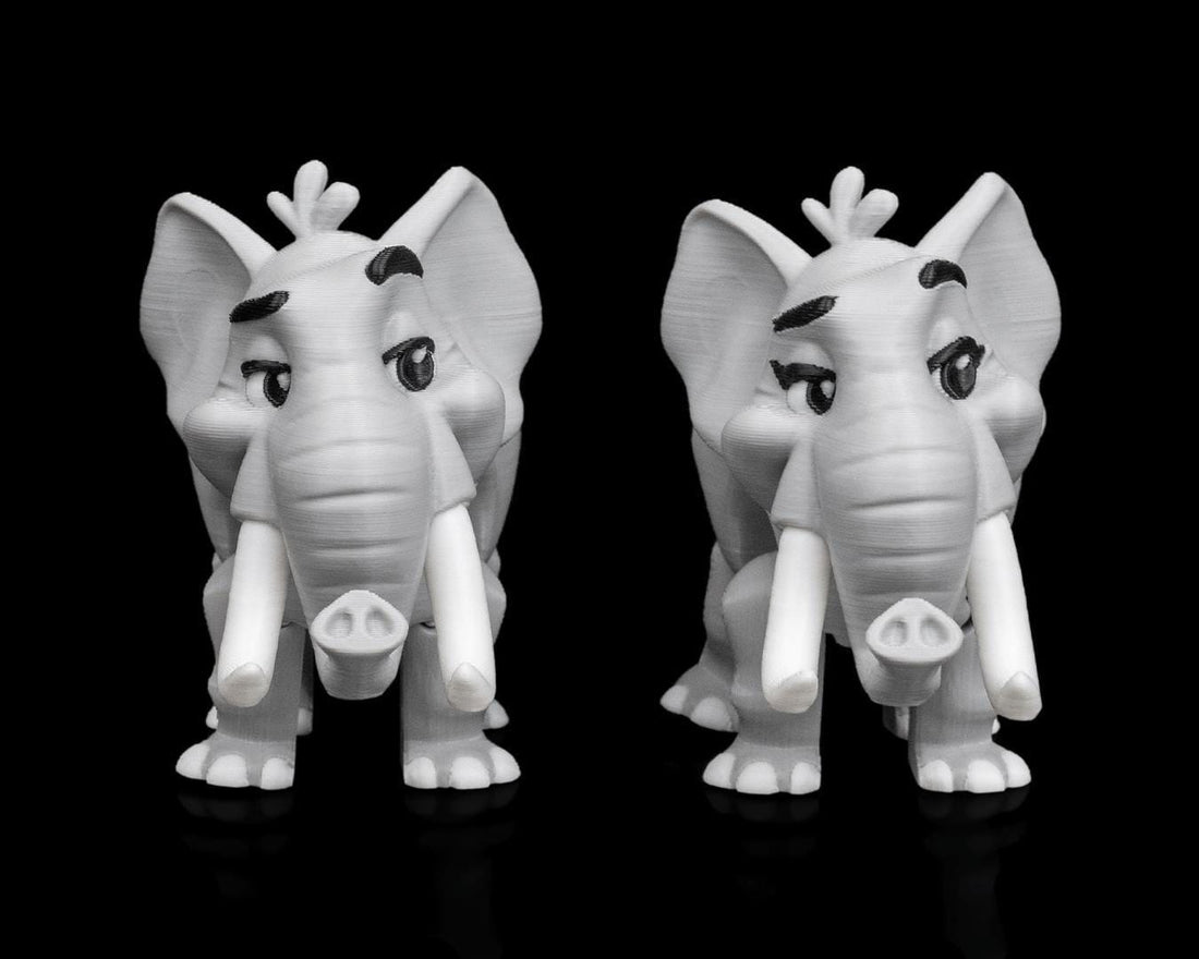 Pair of Elephant Figurines, PLA Sculpture, Handmade Home Decor