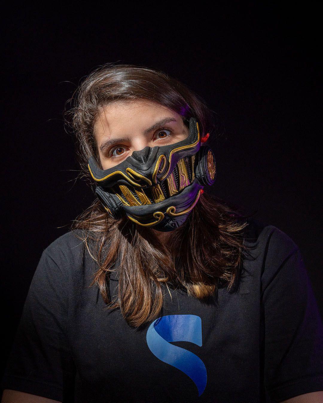 Cyber Samurai Mask PLA Futuristic Cosplay Mask Handmade Wearable Decor Made to Order
