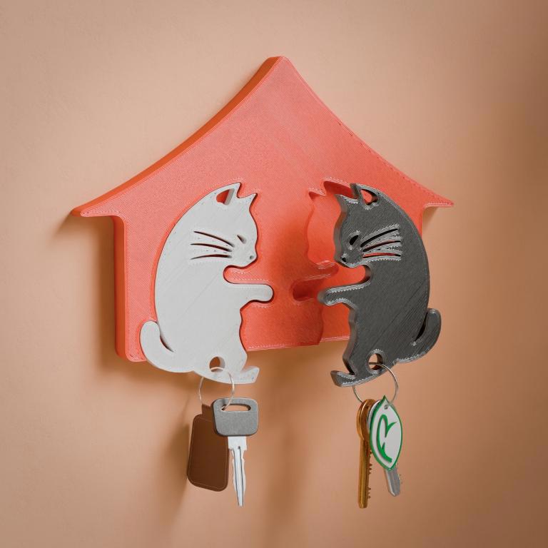 Cat Key Holder: PLA Wall Decor, Entryway Organizer