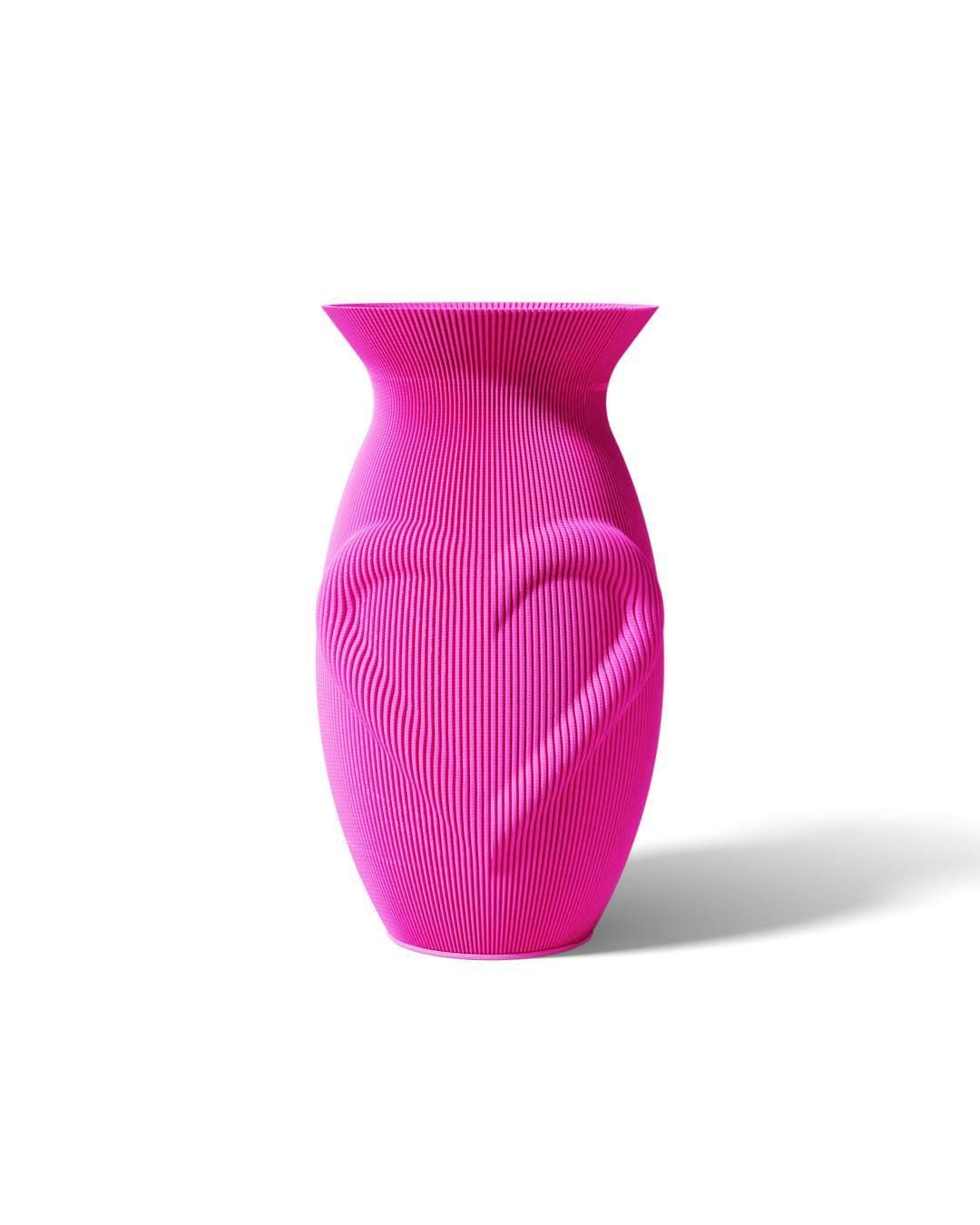 3D Printed Heart Vase | Modern Ribbed PLA Decor