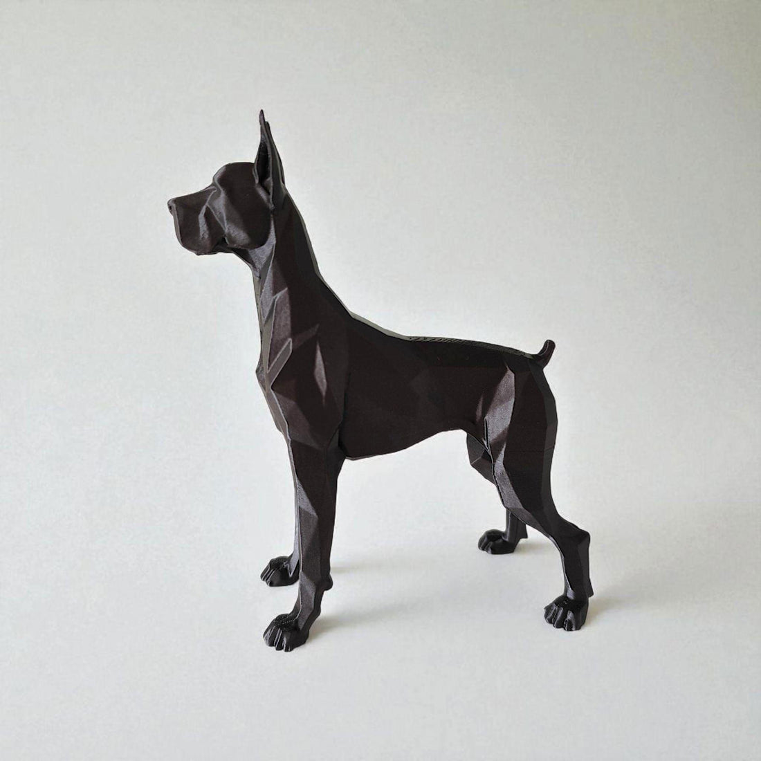 Low Poly Dane Dog Sculpture, Minimalist PLA Decor