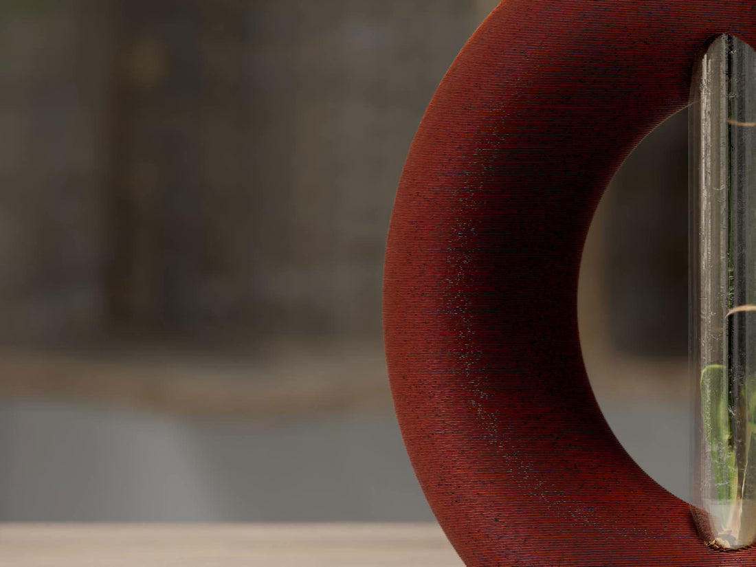 3D Printed Bamboo Vase: Orbit Ring, Modern Minimalist Design