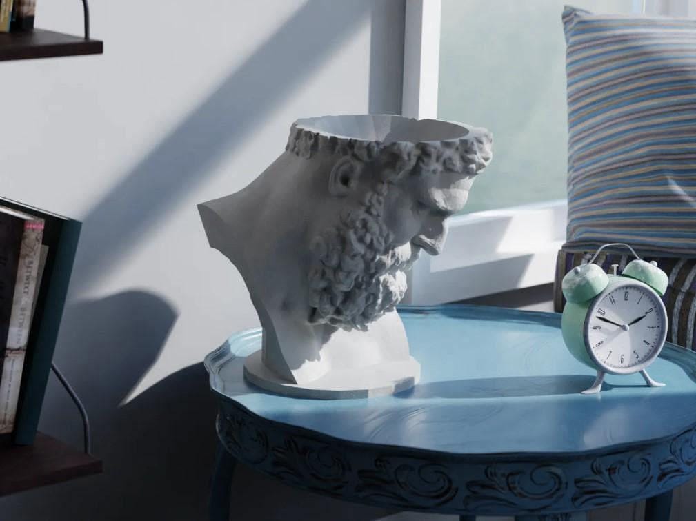 Hercules Bust Vase | Marble Style Greek Mythology Decor