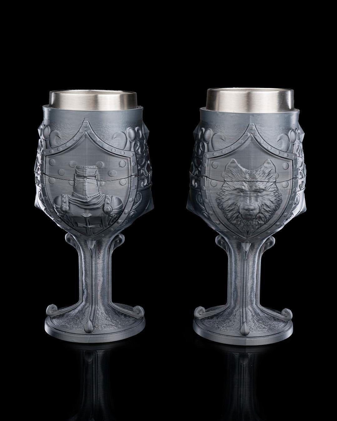 Knight and Wolf Cup Holder Set