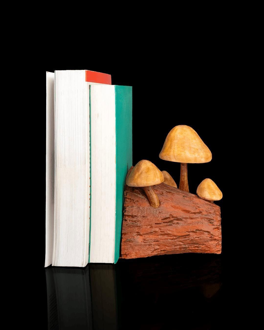 Mushroom Guardian Bookends – Hand-Painted Forest Fantasy Decor