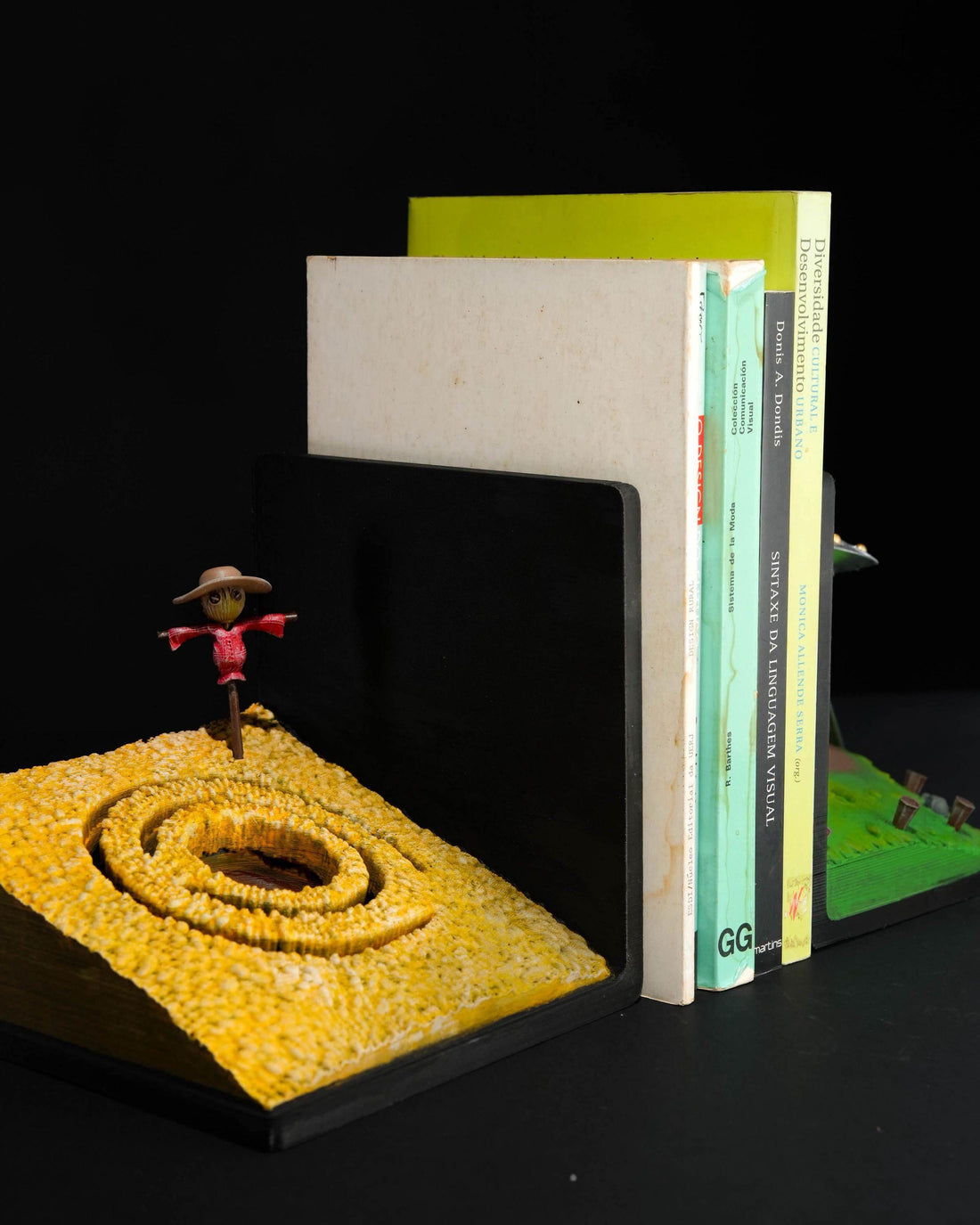Alien Invasion Bookend – UFO Cow Abduction Handmade Shelf Decor