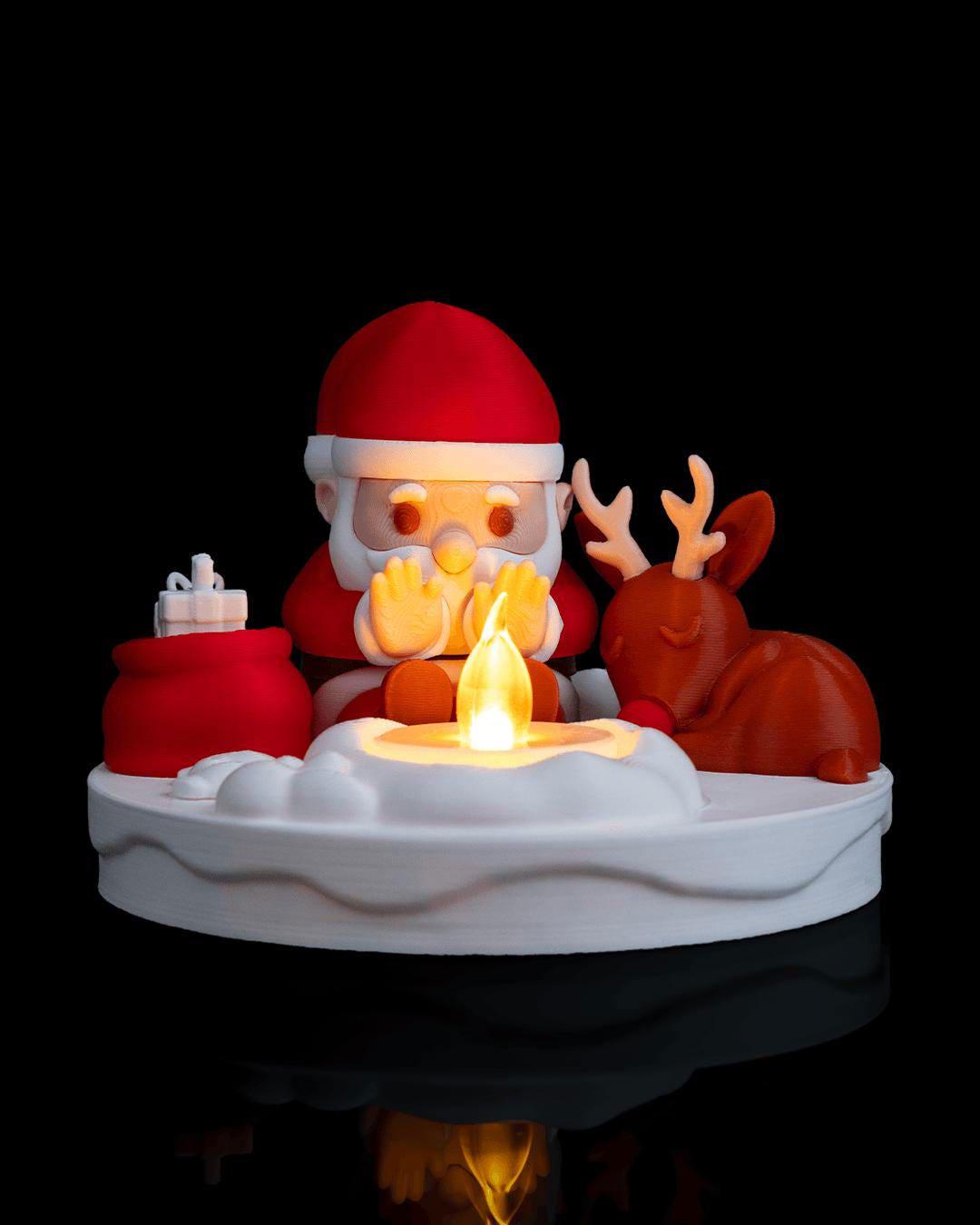Santa Campfire Lamp – Handmade Christmas LED Candle Decor