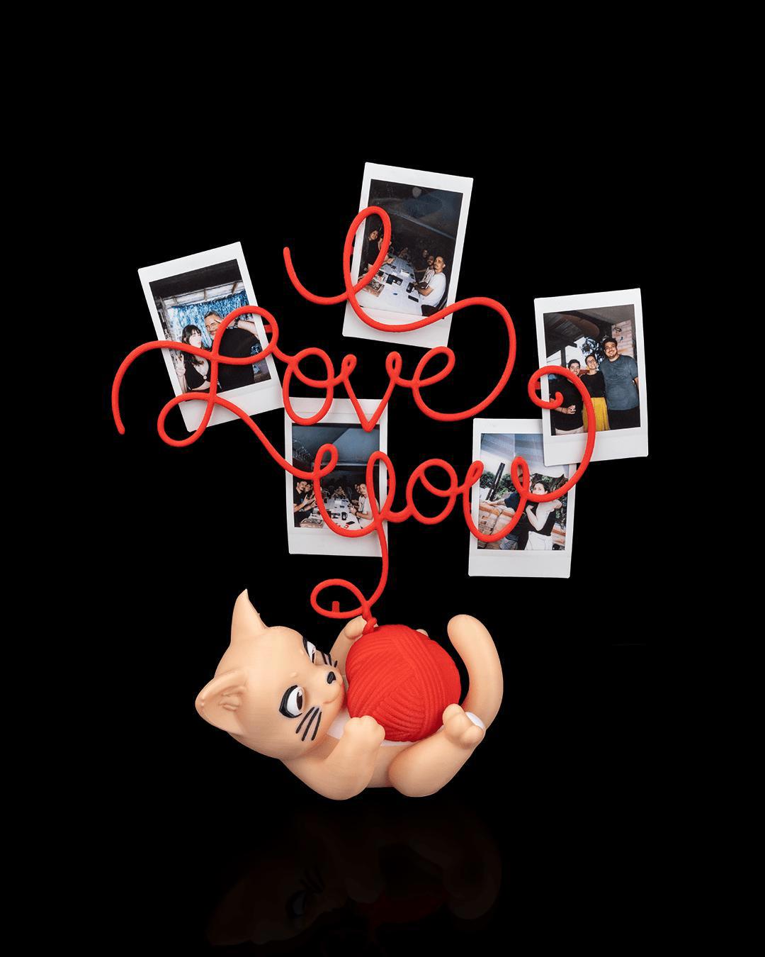 3D Printed Cat Photo Holder | Valentine's Day Gift