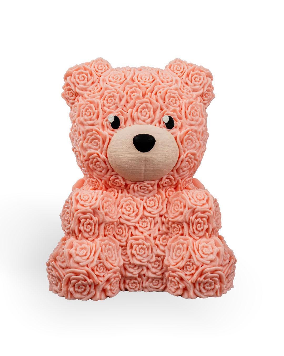 3D Printed Rose Teddy Bear – PLA Romantic Gift, Home Decor