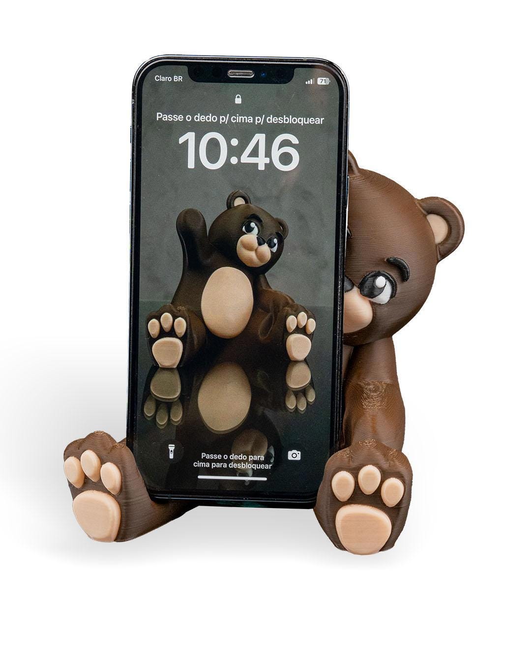 3D Printed Bear Phone Holder | Desk Decor, Made in USA