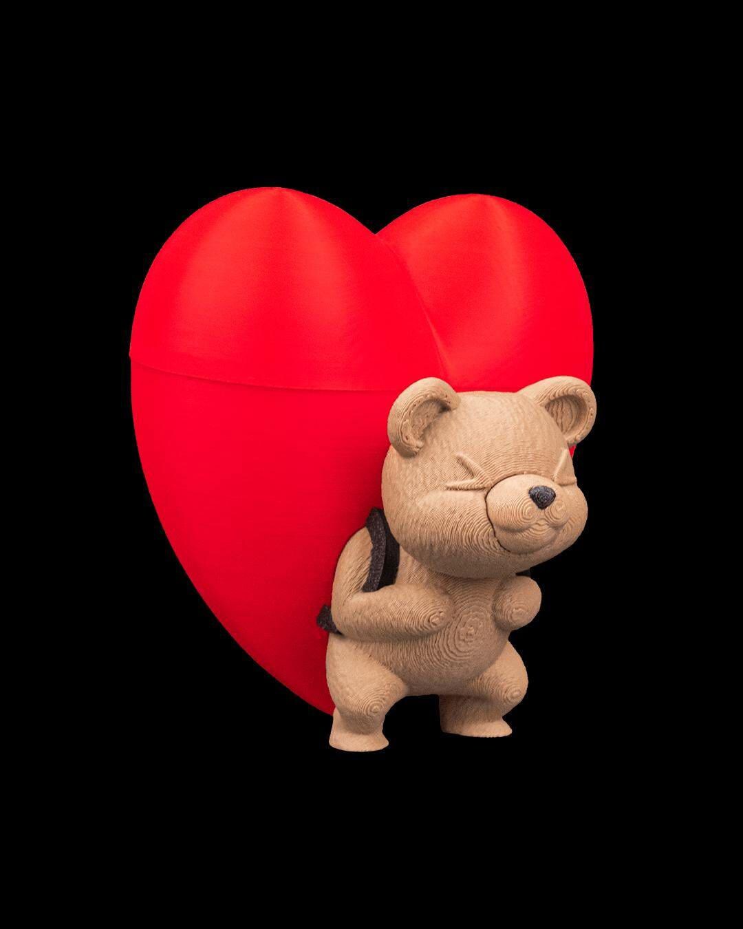 Bear Keepsake Box: Handmade PLA Heart, Romantic Decor